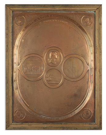 (DECLARATION OF INDEPENDENCE.) Pair of decorative copper-plated relief printings.
